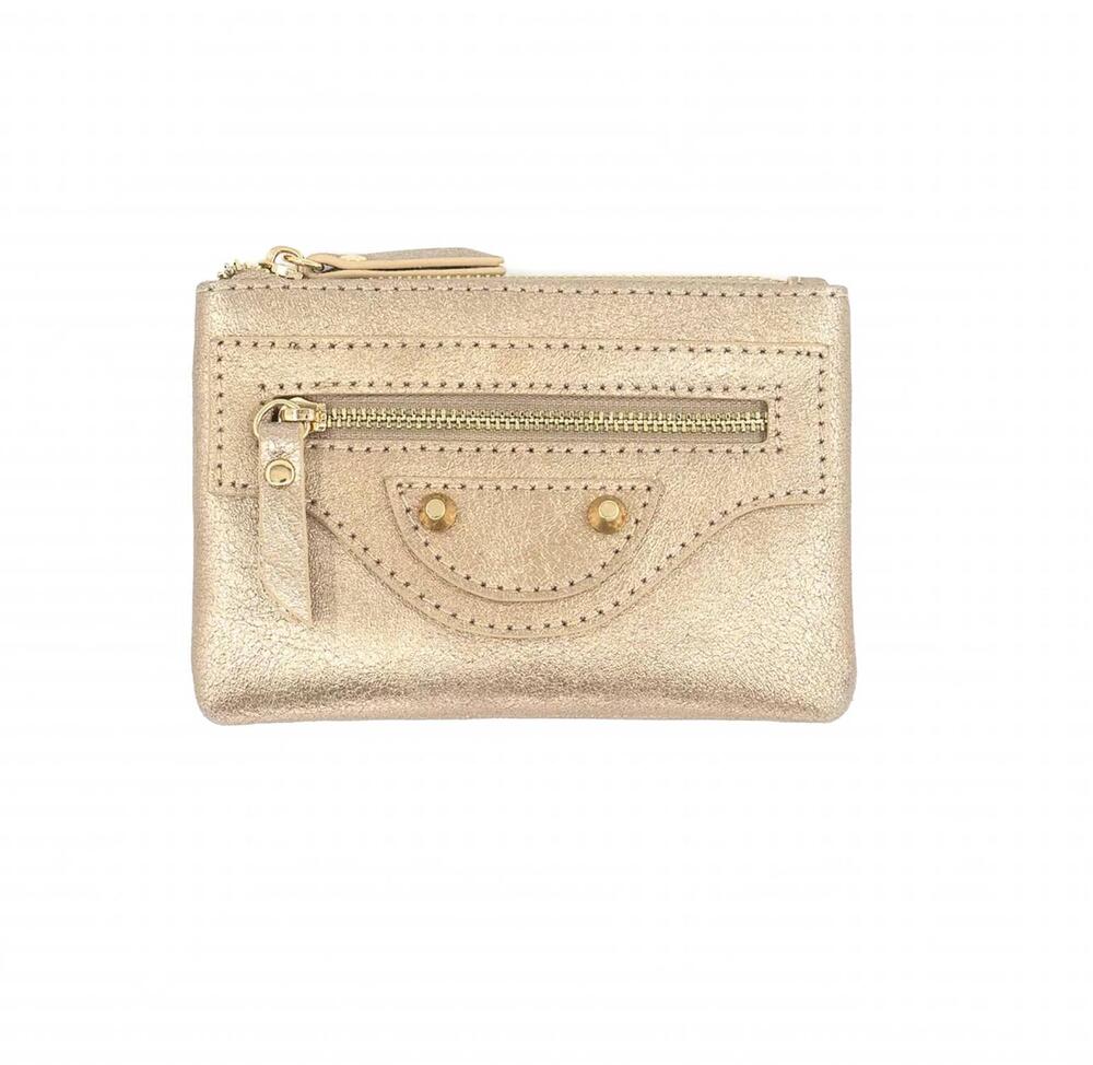 NEW BC HANDBAGS women's ciaga leather zippered card case in gold